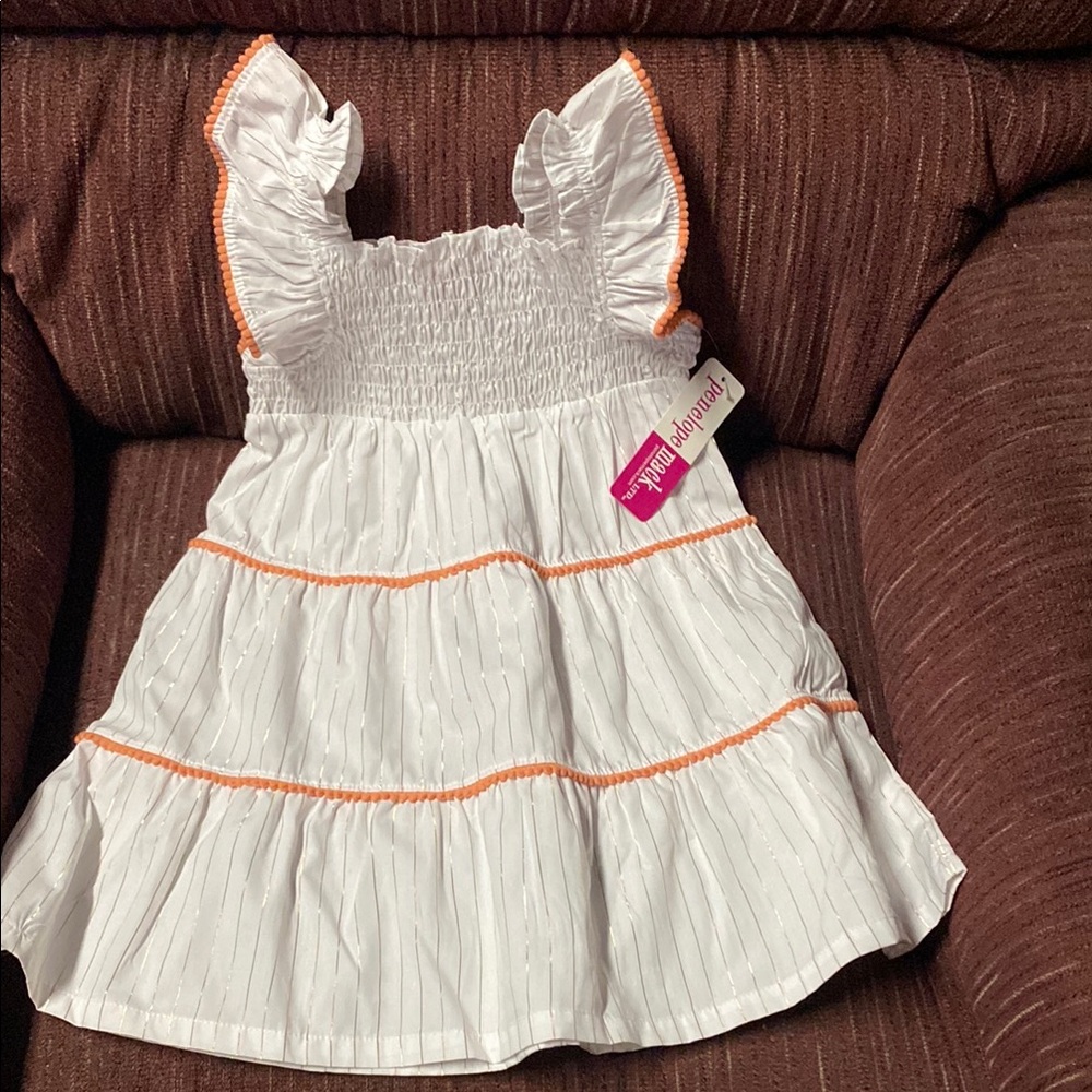 White Dress with Orange Trim